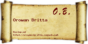 Orowan Britta névjegykártya